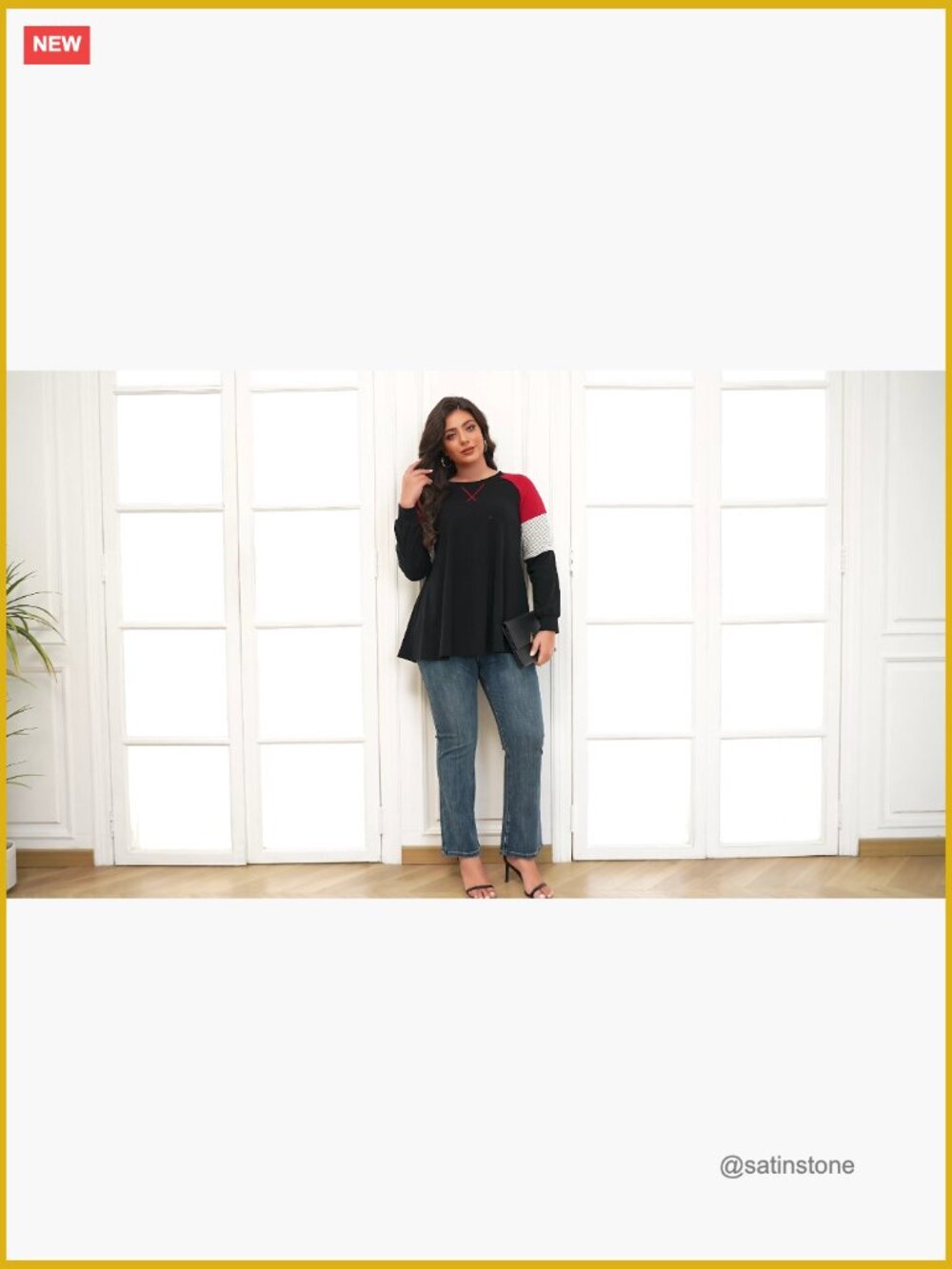 Plus Size Cotton Spandex Pullover Sweatshirt Tunic Long Sleeve - Picture 7 of 7